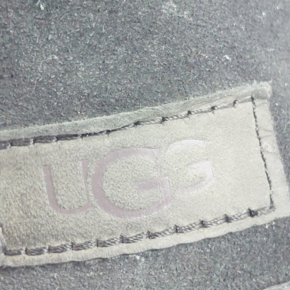 UGG Black Suede Leather Sheepskin Pull On Mid Calf Classic Boots E943 - Picture 10 of 12